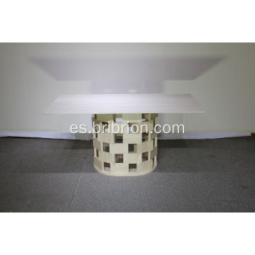 Mesa de comedor de cerámica moderna con diseño de piernas geométricas